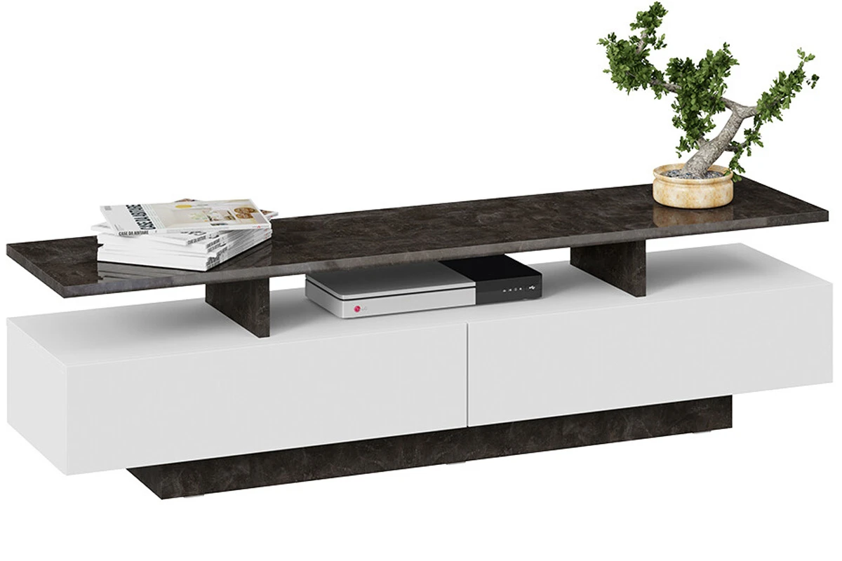 Тумба TV-1 Монтана (Белый/Ателье темный глянец) — Мебель-центр Озерцо