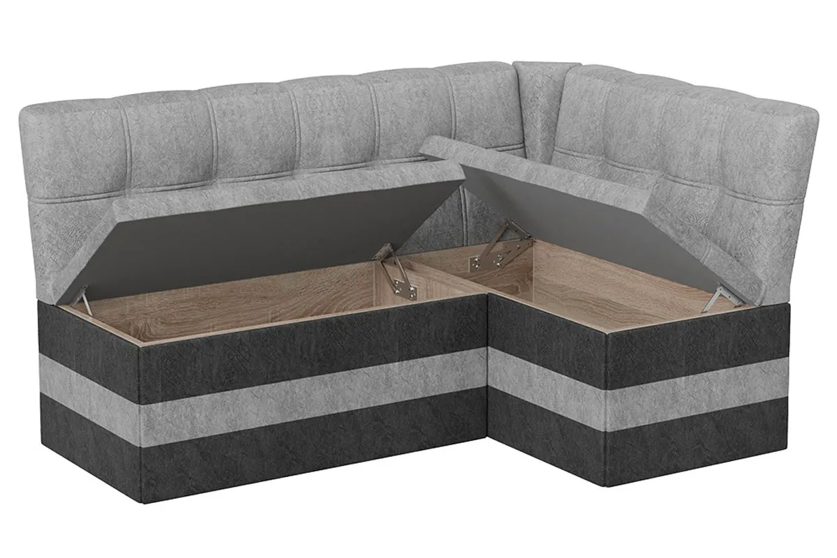 Скамья угловая Оскар Исполнение 2 (Микровелюр Wellmart Silver/Graphite) - купить в Озерце