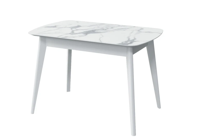 Стол Прайм 1100 (Мрамор Белый/ПУ белый) - купить в Озерце