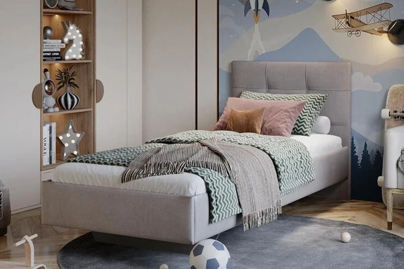 Кровать Элис с мягкой обивкой Тип 1 80х200 (Велюр/Ultra smoke) - купить в Озерце