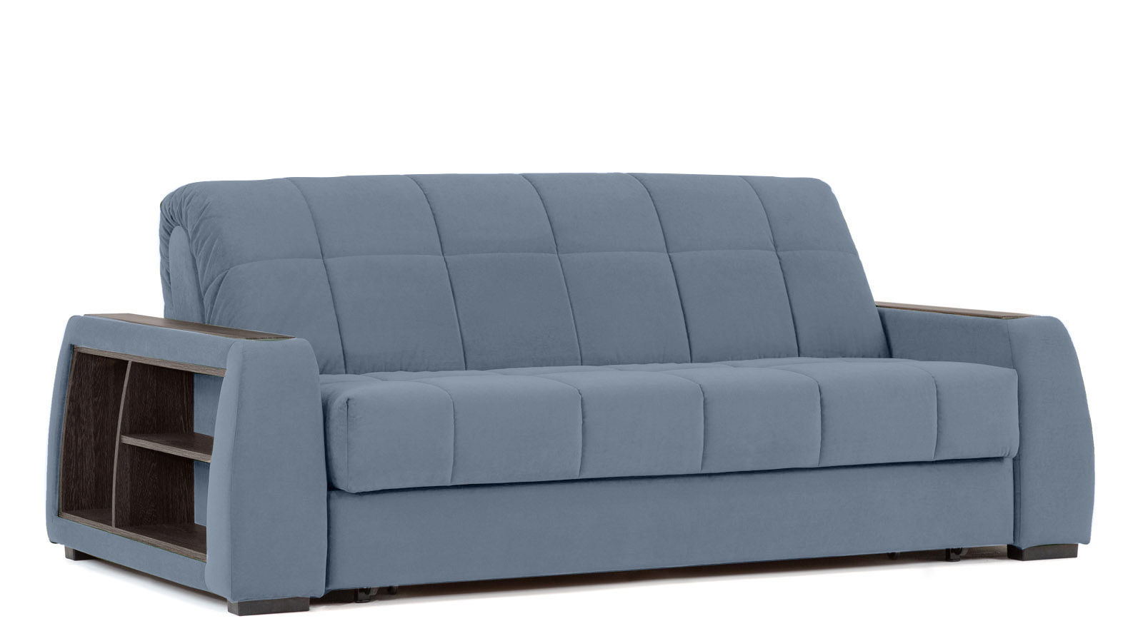 Диван - кровать Domo Pro с полками цвета венге, стежка квадрат, ткань Casanova Ice 180x216 — в мебель-центре Озерцо