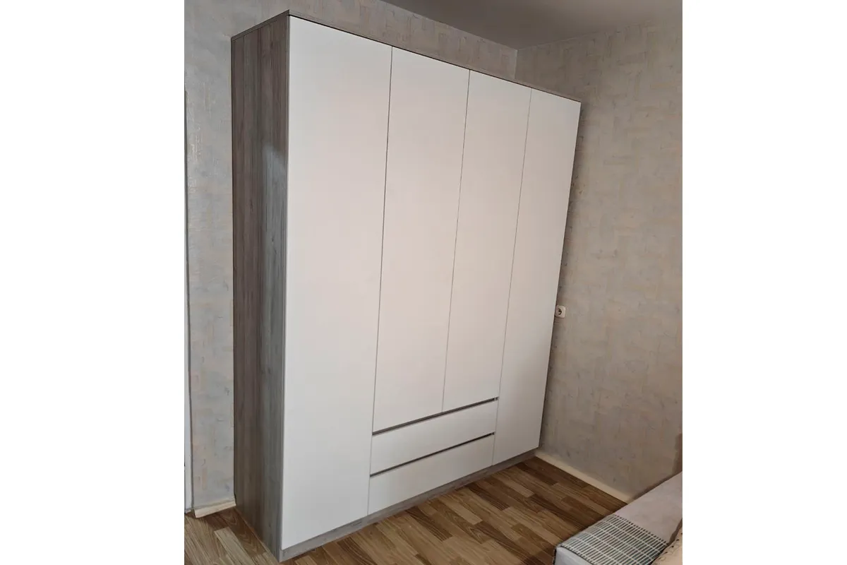 Шкаф 4х-дверный Лори (Дуб Серый/Белый) в мебель-центре Озерцо