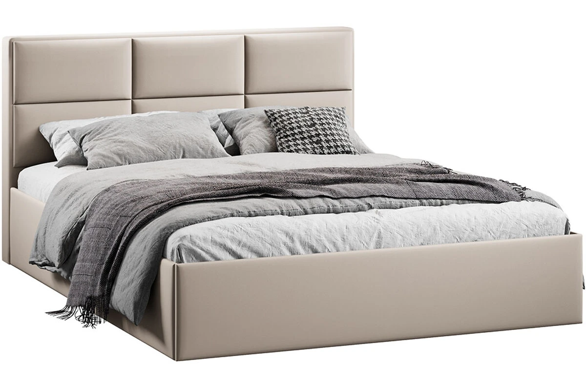 Кровать Стелла c ПМ Тип 1 без заглушины 160х200 (Велюр/Confetti Cream) - купить в Озерце