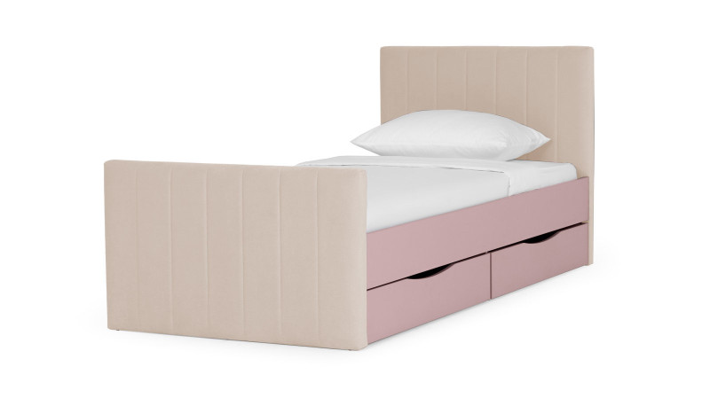 Кровать подростковая Olly, цвет: Розовый Антик, Тк. Casanova Milk 90x190 — Мебель-центр Озерцо