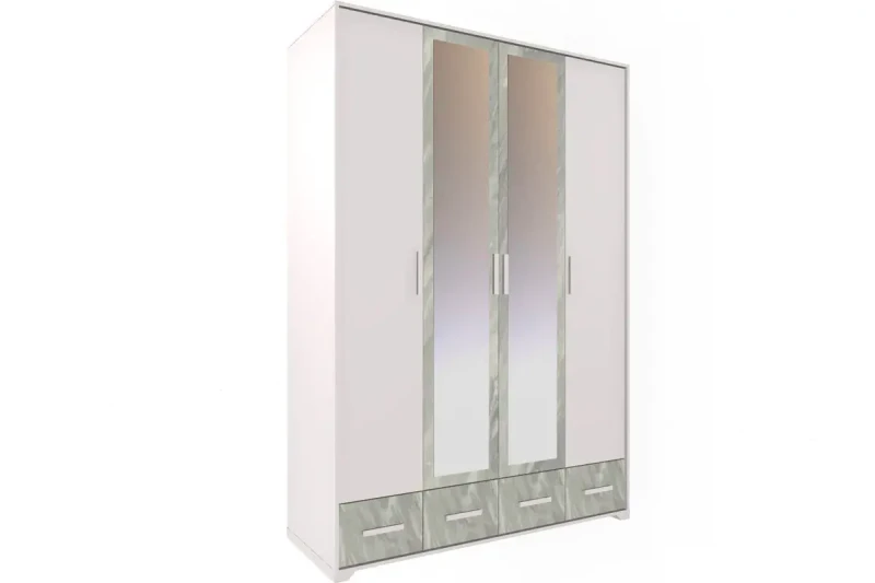 Шкаф для одежды и белья Айрис 555 (Белый/Статуарио) в мебель-центре Озерцо