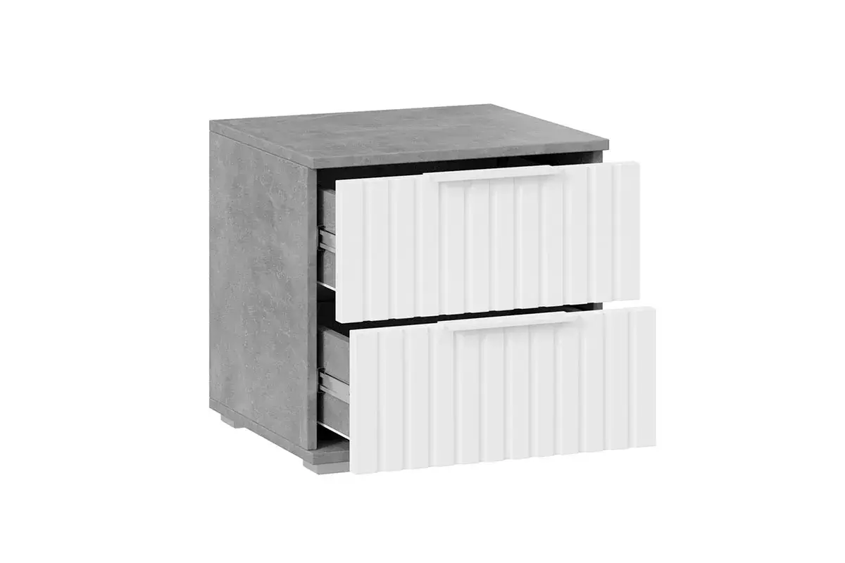 Тумба прикроватная Хилтон (Ателье светлый/Белый матовый) — Мебель-центр Озерцо