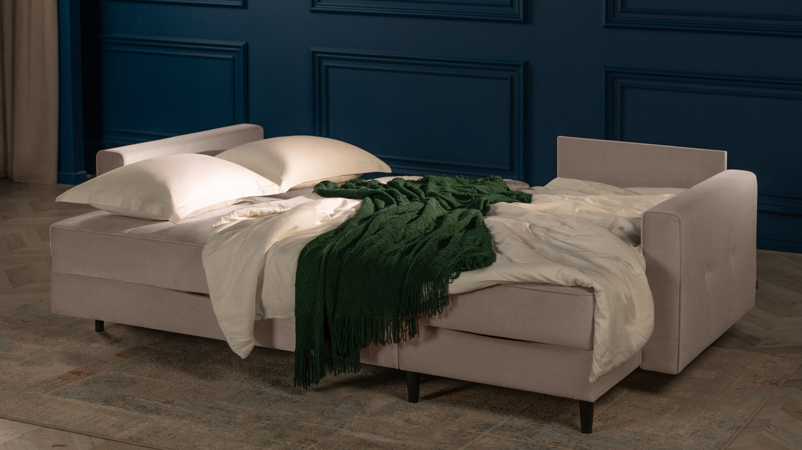 Диван Amani Pro угловой с широкими подлокотниками, ножки: пластик, Тк. Sky Velvet 17 156x237 — купить в Озерце