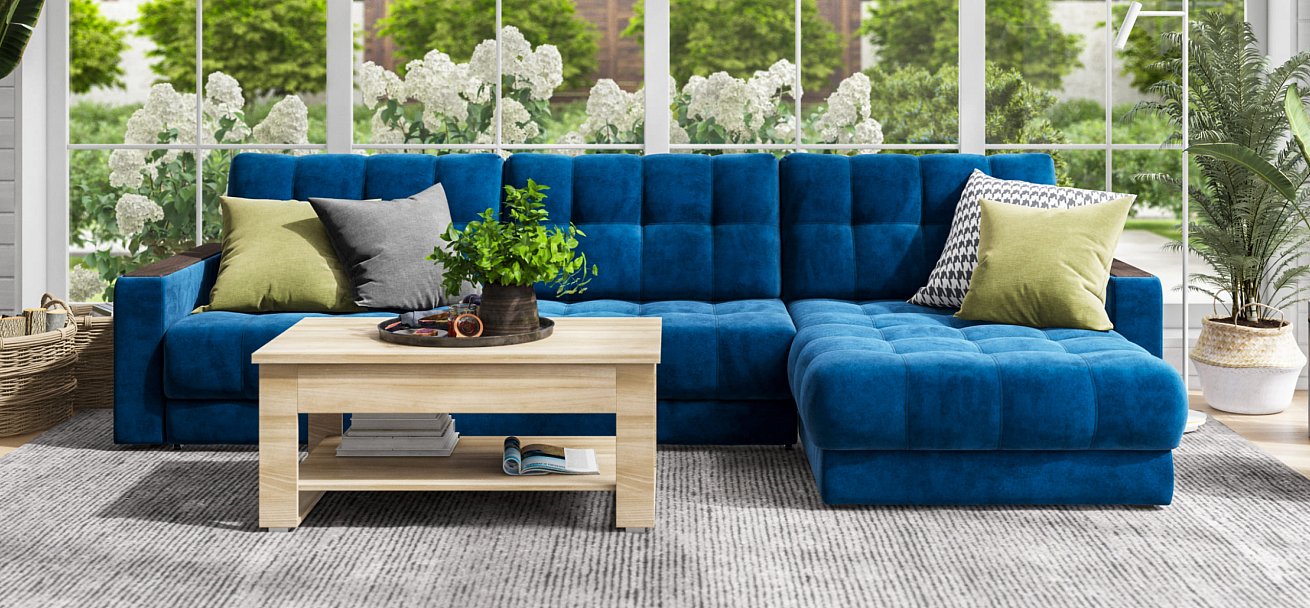 Угловой диван BOSS 3.0 MAX велюр Monolit синий — купить в Озерце