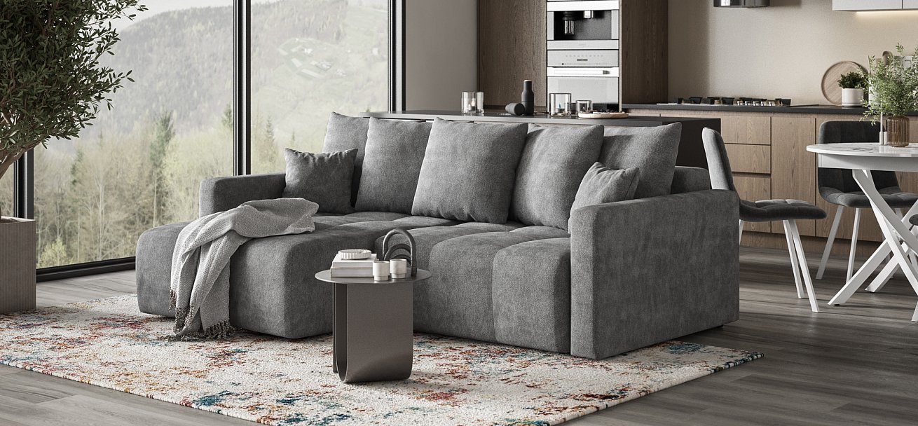 Босс Тренд угловой диван Шенилл Клауд графит — купить в Озерце