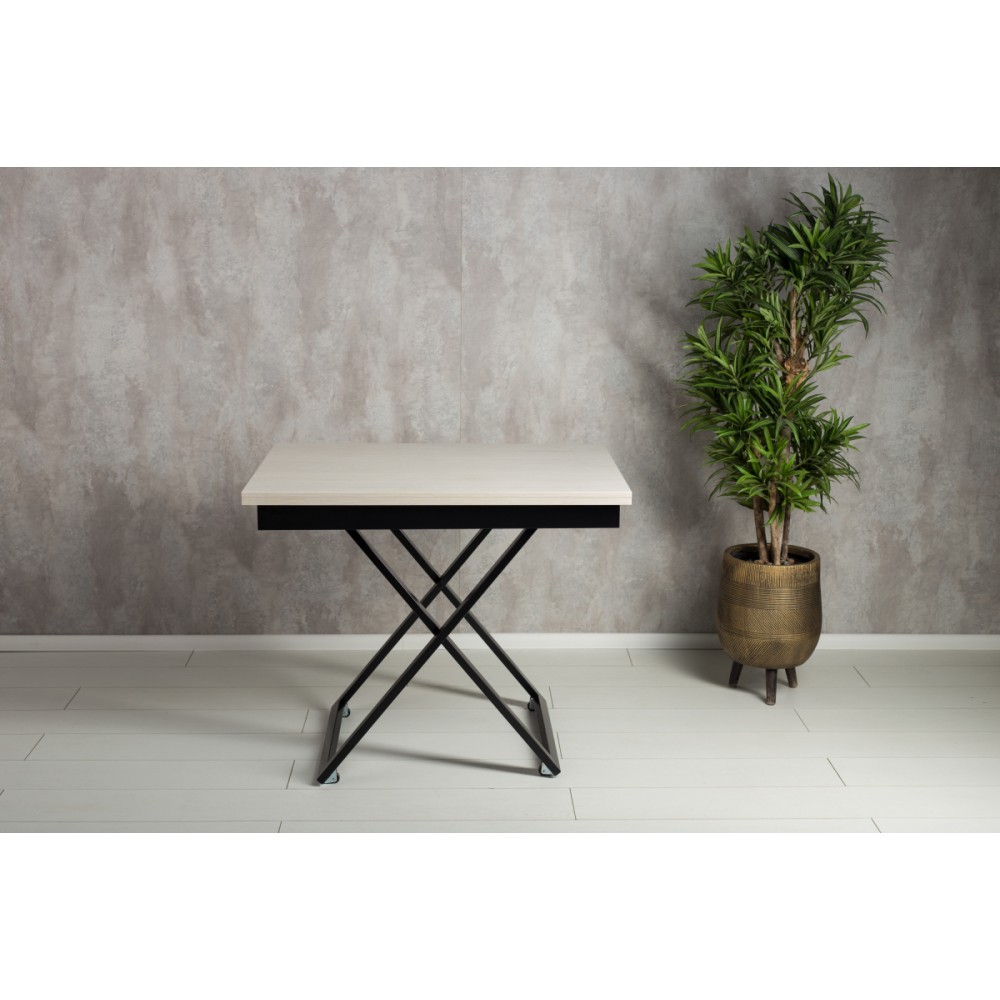 Стол-трансформер APOLLO дуб анкор светлый/черное подстолье - купить в Озерце