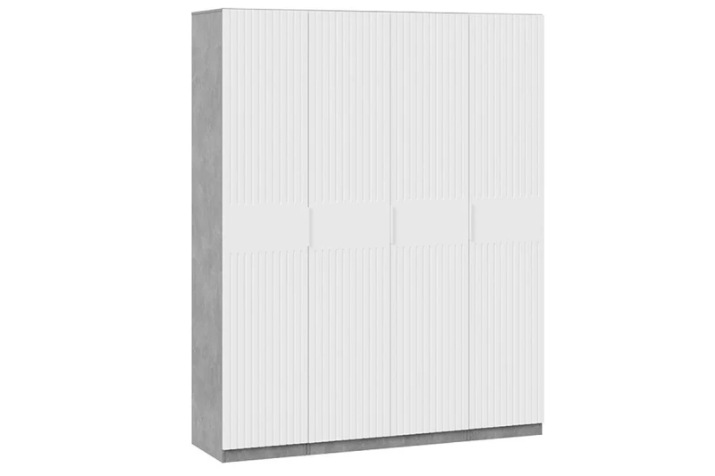 Шкаф комбинированный Хилтон с 4-мя  дверями (Ателье светлый/Белый матовый) в мебель-центре Озерцо