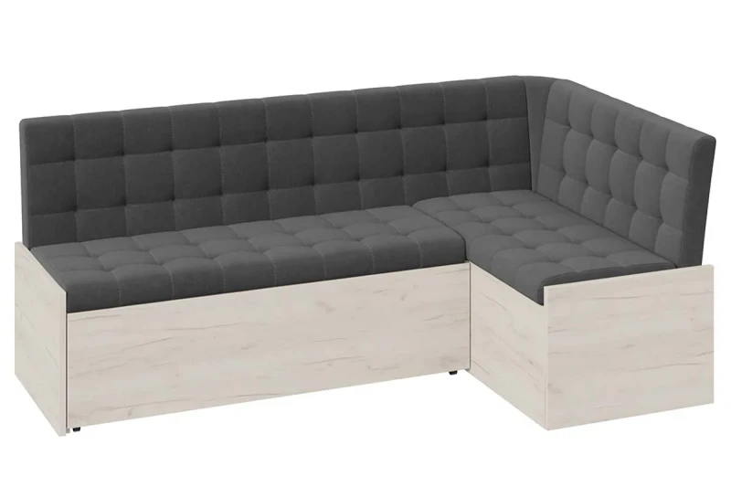 Скамья угловая Форест со спальным местом (Дуб крафт белый/Велюр Серый) - купить в Озерце