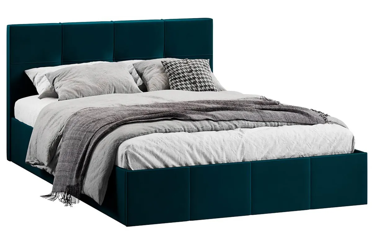 Кровать Лора с ПМ и заглушиной 140х200 (Велюр/Confetti Izumrud) - купить в Озерце