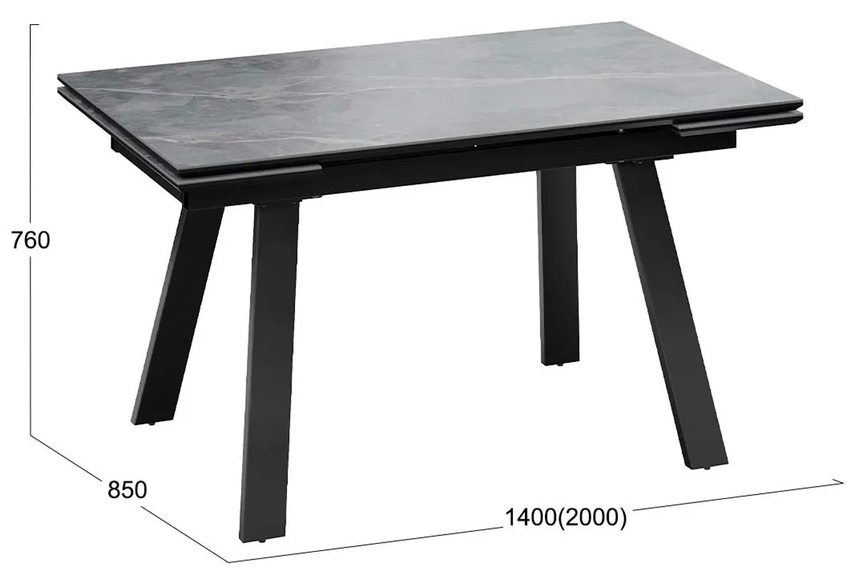 Стол обеденный Дэкстон Тип 1 (Черный муар/Керамика матовая/Серый мрамор) - купить в Озерце