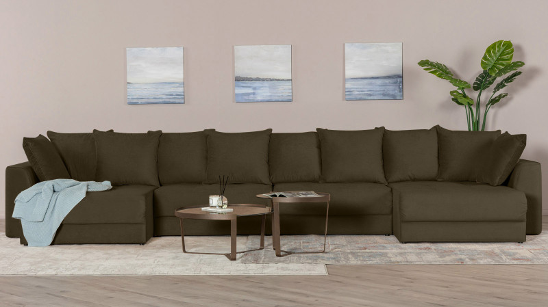 Диван Monako New П-образный с коробом для белья, Тк. Sky Velvet 12 157x455 — купить в Озерце