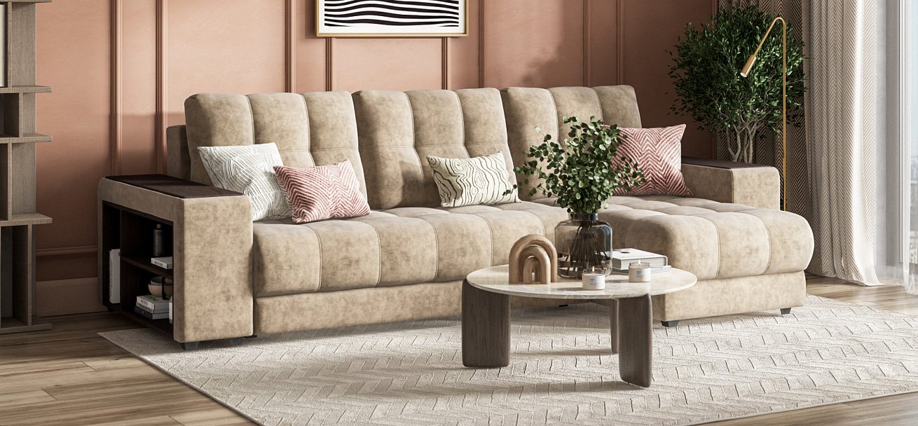 Угловой диван BOSS 3.0 XL Велюр Роял тауп — купить в Озерце