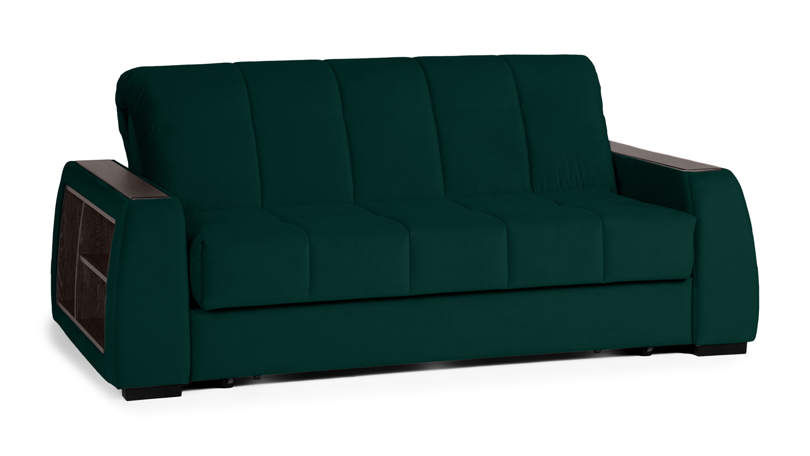 Диван - кровать Domo Pro с полками цвета венге, стежка квадрат, ткань Sky Velvet 42 180x216 — в мебель-центре Озерцо