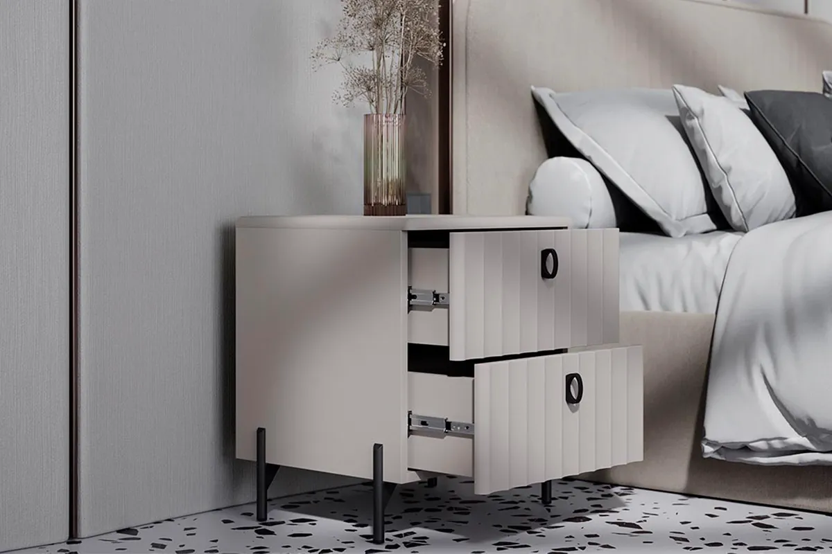 Спальный гарнитур Тиффани №2 (Кашемир / Кашемир матовый / Велюр Мокко светлый) - купить в Озерце