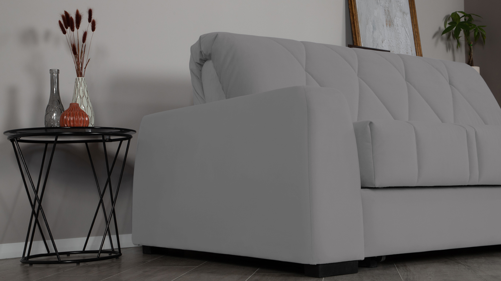 Диван - кровать Domo Pro с накладкой цвета ясень, стежка ромб, ткань Sky Velvet 08 160x216 — в мебель-центре Озерцо
