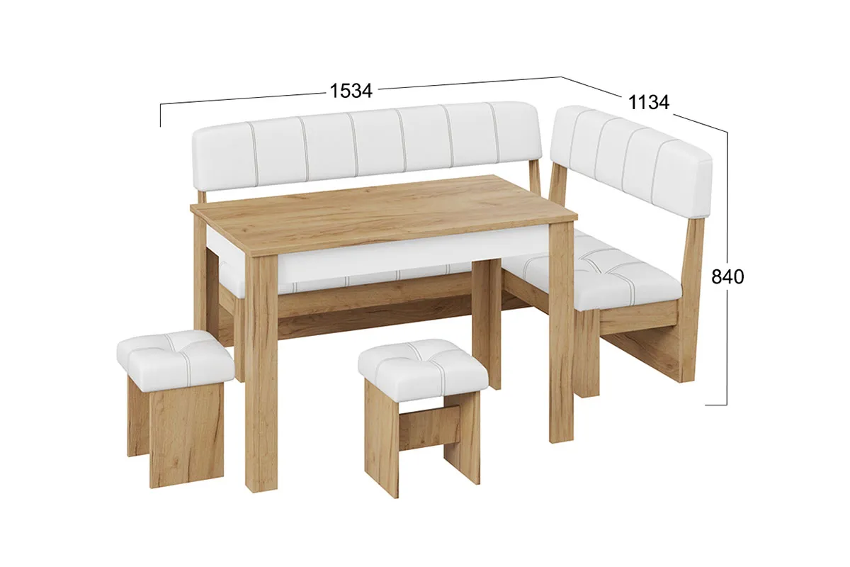 Кухонный уголок Альфа МФ-100.001 (Дуб Крафт золотой/Белая экокожа) - купить в Озерце