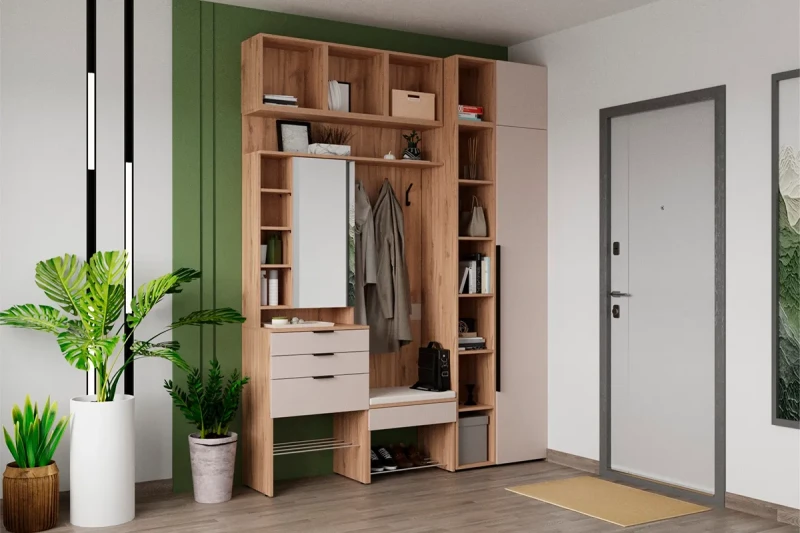 Прихожая Элис комплект 1 (Дуб Альпийский/Тефия) - заказать на Ozerco.com Прихожая Элис комплект 1 (Дуб Альпийский/Тефия) — Мебель-центр Озерцо