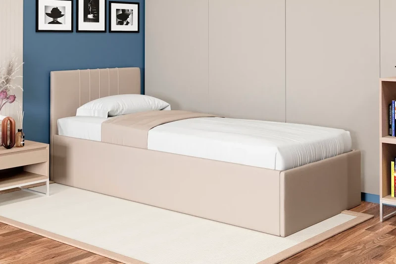 Кровать Соло односпальная с ПМ 90х200 (Newtone Light Beige/Светло-бежевый) - купить в Озерце