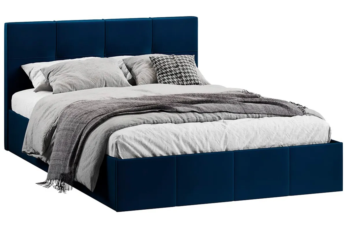 Кровать Лора с ПМ и заглушиной 140х200 (Велюр/Confetti Blue) - купить в Озерце