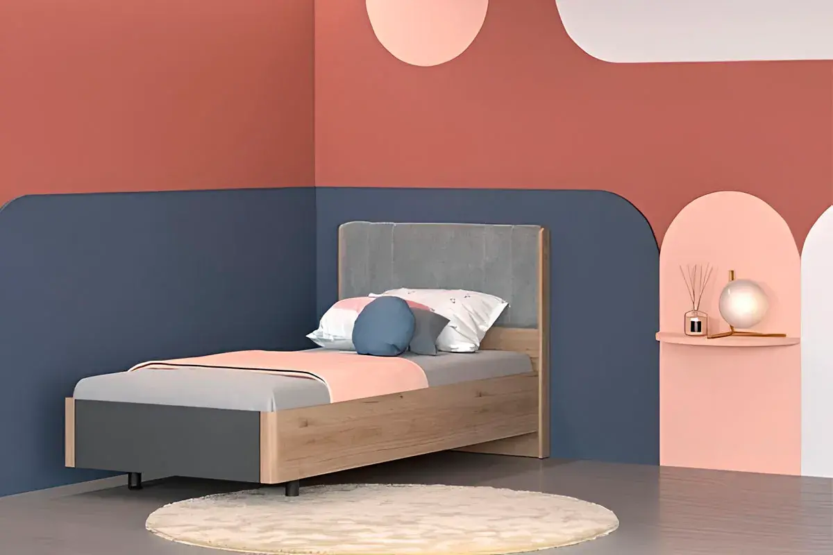 Кровать КР-5015-ГС-АМ 90х190 (Гикори Джексон Светлый/Антрацит Матовый) - купить в Озерце