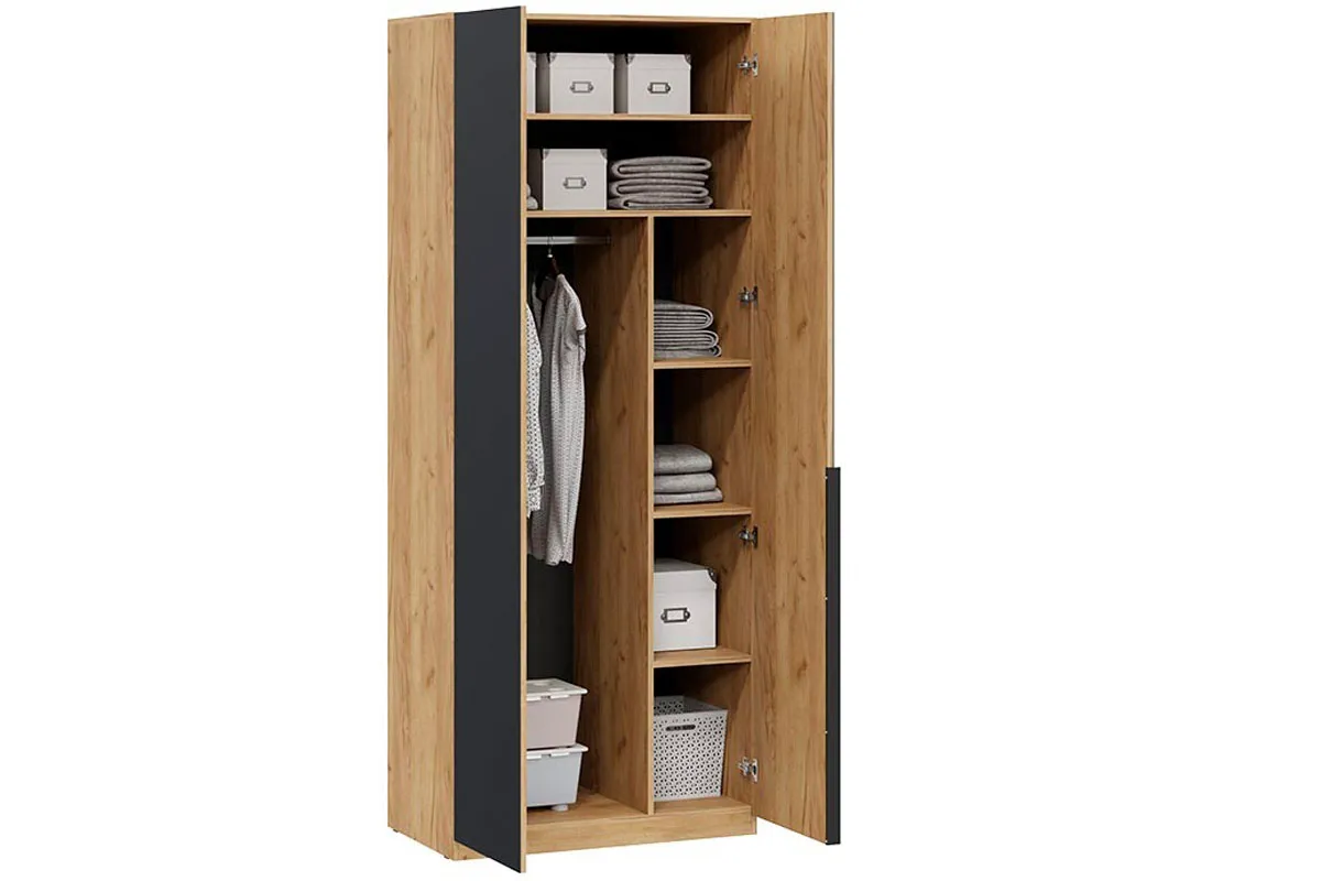 Шкаф для одежды Джоли (Дуб Крафт золотой/Графит матовый) в мебель-центре Озерцо