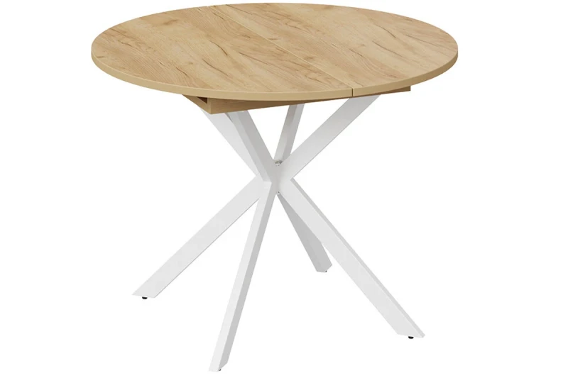 Стол обеденный Мэдисон раздвижной Тип 1 (Белый муар/Дуб Крафт золотой) - купить в Озерце