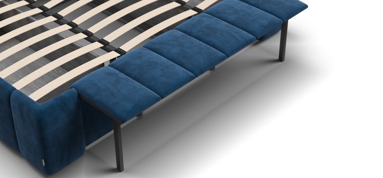 Босс ХО Кровать 180*200 Велюр Монолит синий - купить в Озерце