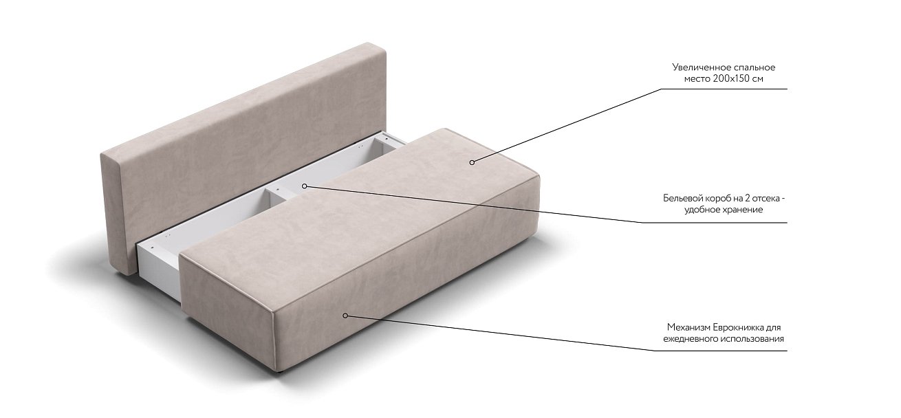 Диван NORD mini велюр Monolit латте — купить в Озерце