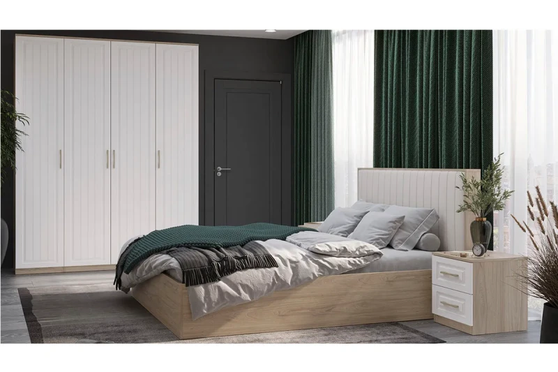 Спальня Сэнди №4 (Вяз благородный/Велюр Бежевый) - купить в Озерце