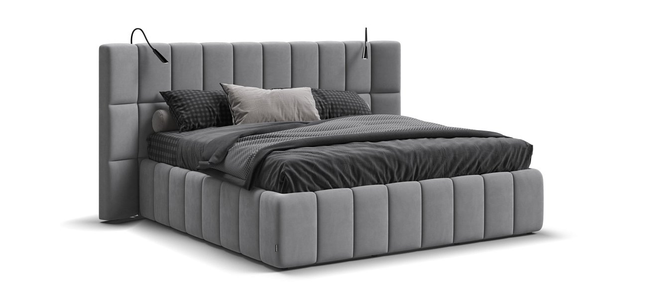 Босс ХО Кровать 180*200 Велюр Монолит сталь - купить в Озерце