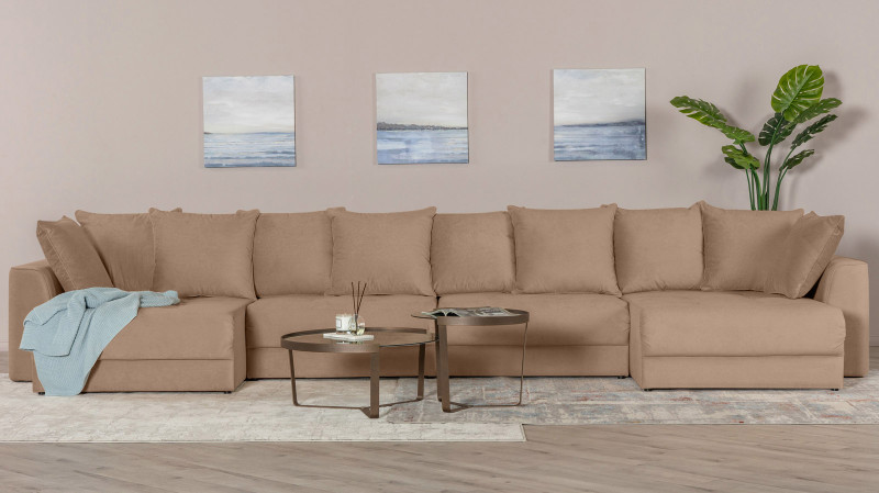 Диван Monako New П-образный с коробом для белья, Тк. Casanova Stone 157x455 — купить в Озерце