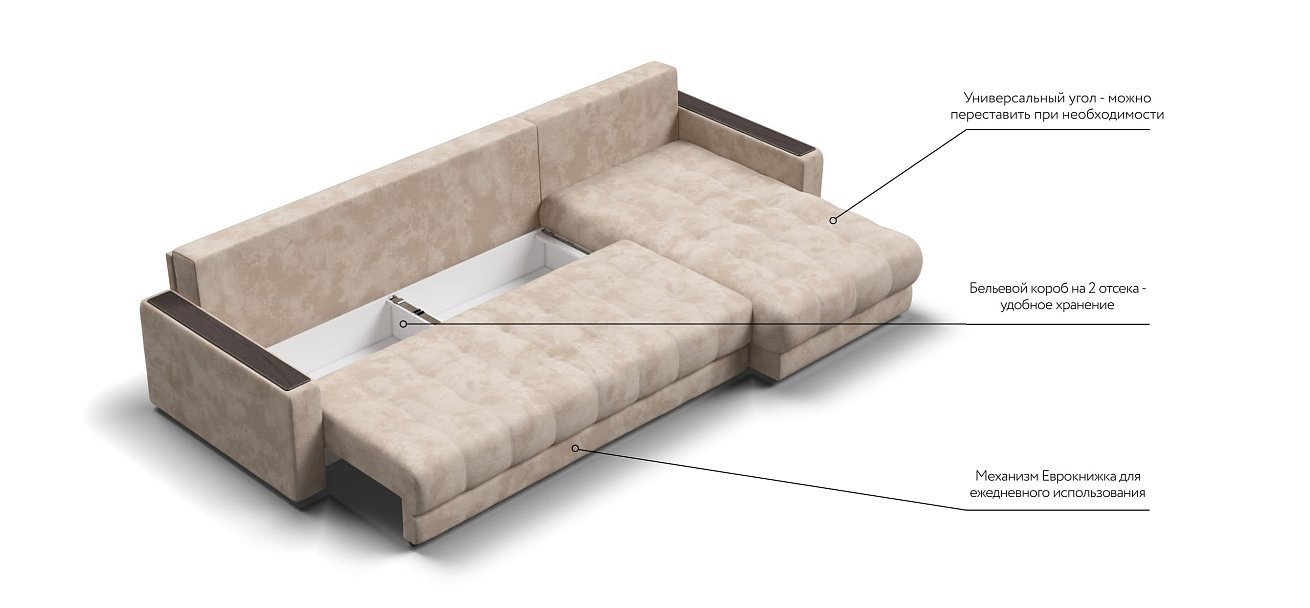 Босс Макс угловой диван Велюр Алькантара пепел — купить в Озерце