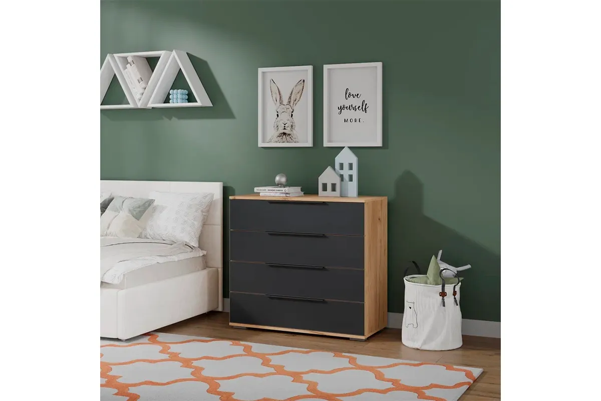 Комод Джоли (Дуб Крафт золотой/Графит матовый) — Мебель-центр Озерцо