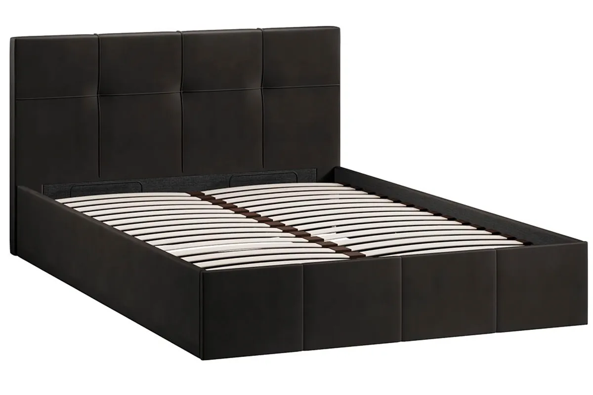 Кровать Лора с мягкой обивкой и заглушиной с ПМ 140х200 (Велюр / Confetti Stone) - купить в Озерце