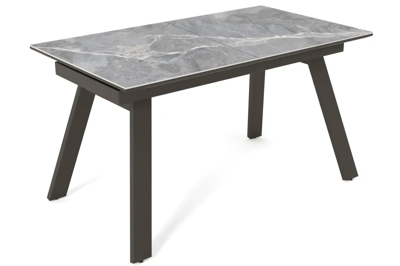 Стол обеденный Морис 1400(1800) (ст. №2/ Керамика FNZ9206050 Larka Grey/МДФ черная шагрень/Металл Черный) - купить в Озерце