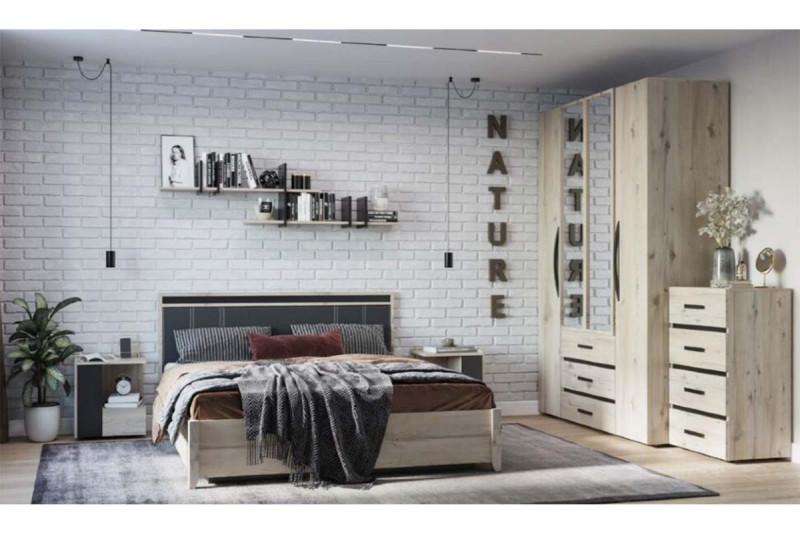 Спальня Nature (Гаскон Пайн/Черный) - купить в Озерце