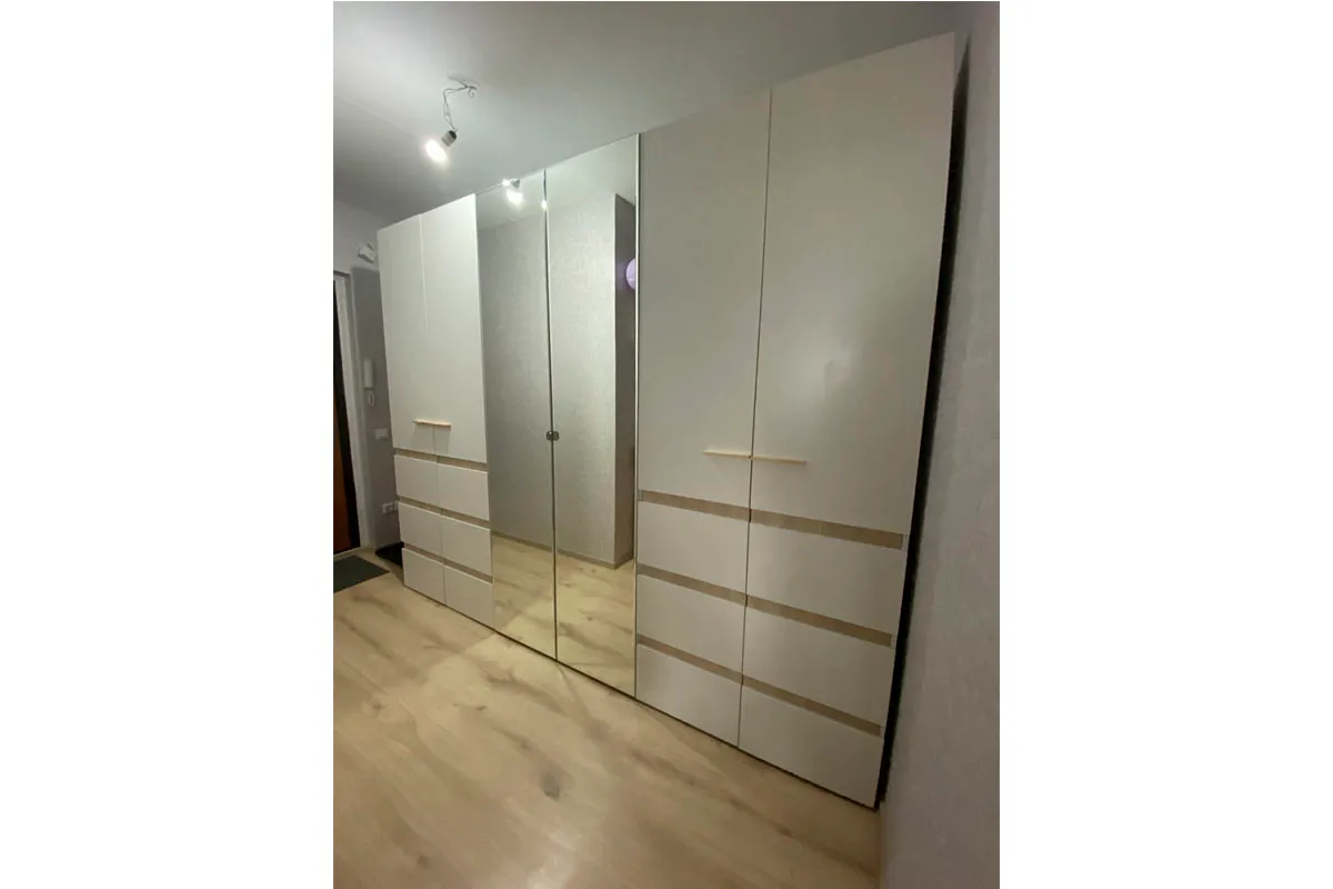 Шкаф для одежды и белья 6-створчатый Анона 7 (Белый/Дуб Сонома) в мебель-центре Озерцо