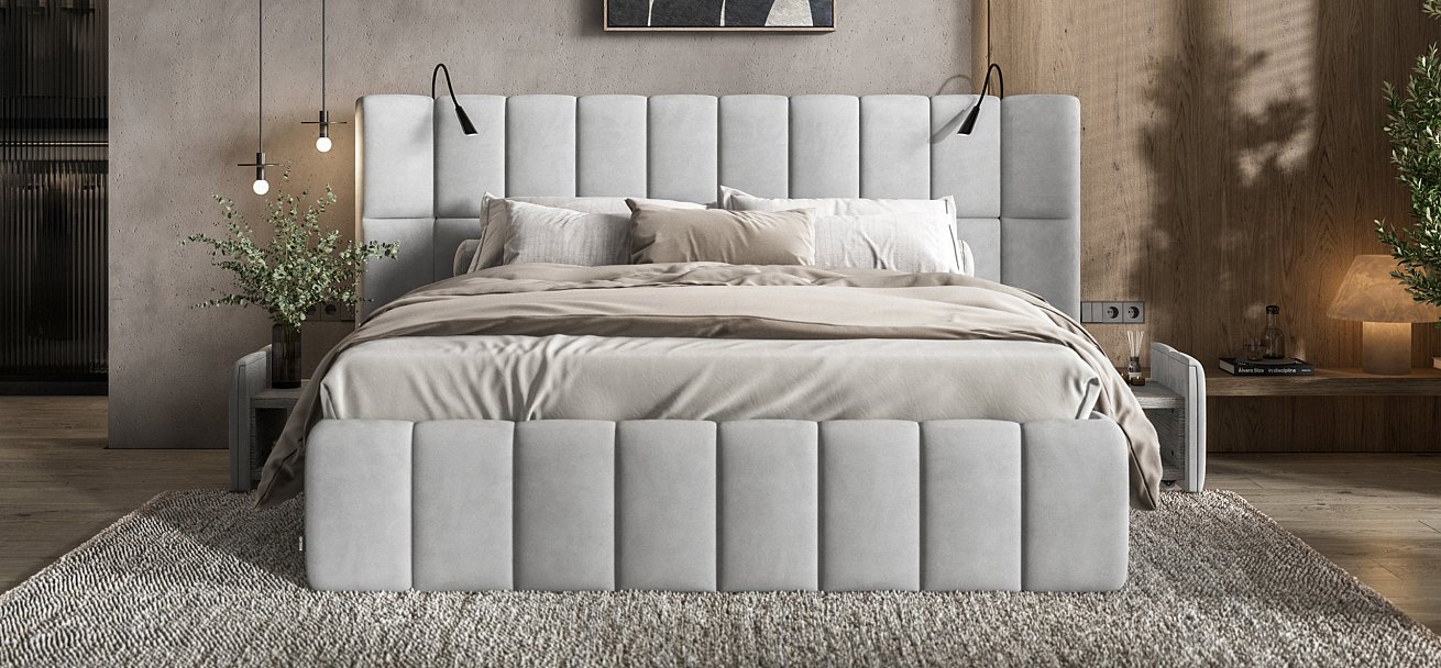Босс ХО Кровать 180*200 Велюр Монолит сталь - купить в Озерце
