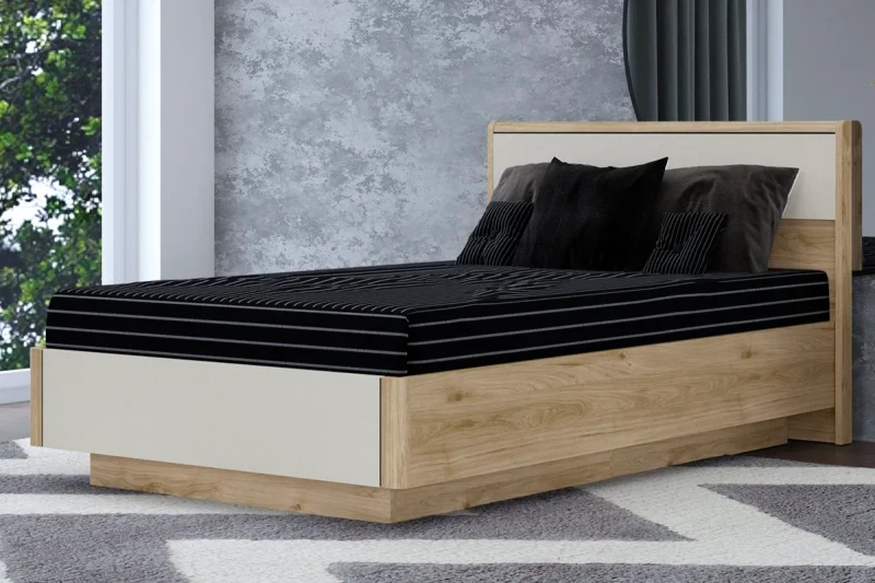 Кровать КР-4001-ГС-КМ с ПМ 120х200 (Гикори Джексон Светлый/Кашемир Матовый) - купить в Озерце