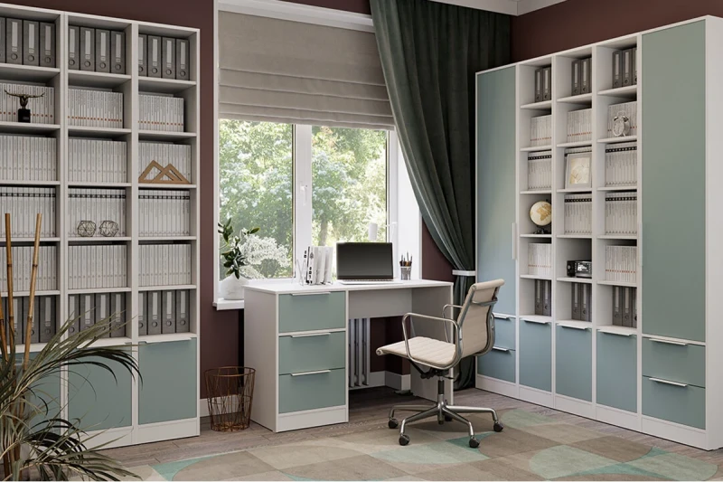 Набор мебели для офиса Марли №1 (Белый/Серо-голубой) — Мебель-центр Озерцо