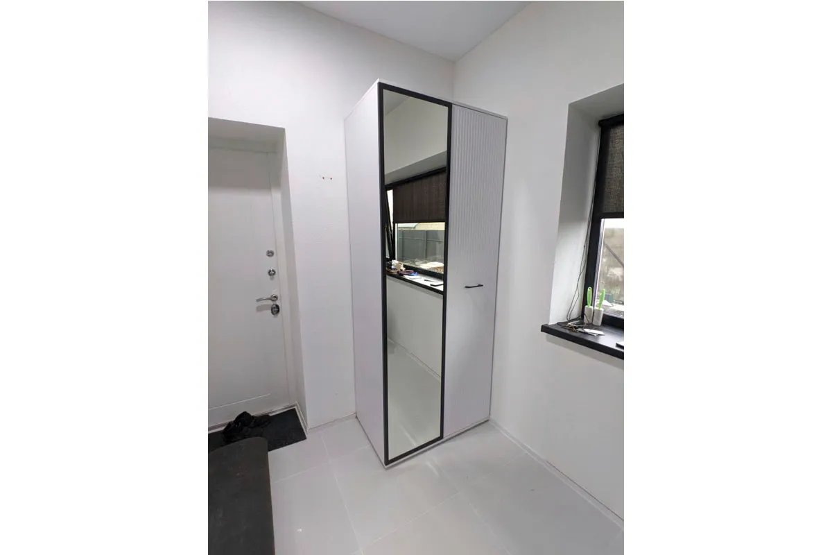 Шкаф Шарлиз 2-х дв. для платья и белья (с зеркалом) (Белое сияние/Белый снег) в мебель-центре Озерцо