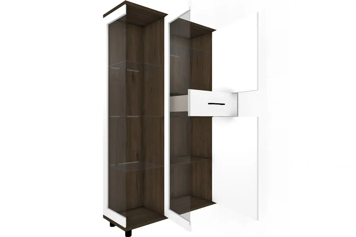 Шкаф многоцелевой ШК-5080-ГТ-БГ (Гикори Джексон Темный/Белый Бриллиант Глянцевый) в мебель-центре Озерцо