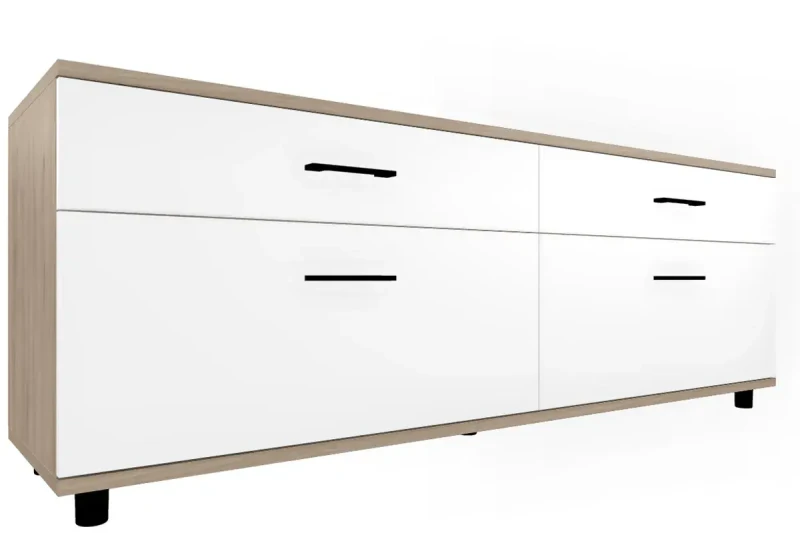 Тумба ТБ-5028-ГС-БГ (Гикори Джексон Светлый/Белый Бриллиант Глянцевый) — Мебель-центр Озерцо