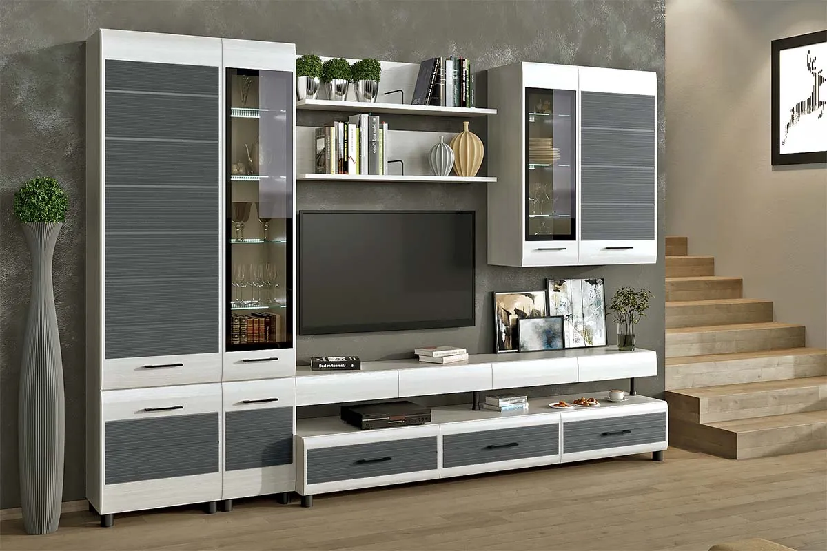 Тумба ТБ-2671 (Снежный Ясень-фасад Серый) — Мебель-центр Озерцо