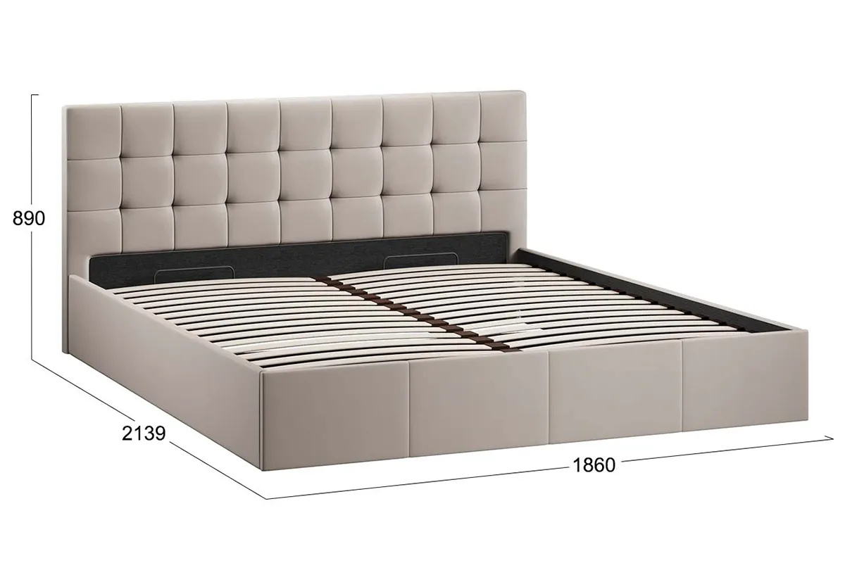 Кровать Эмма с ПМ и заглушиной 180х200 (Велюр/Confetti Smoke) - купить в Озерце