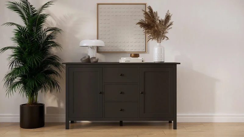 Комод 3 ящика и 2 двери Terek, цвет Черный 47x157 — купить в Озерце